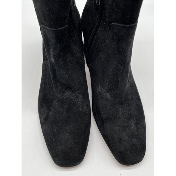Santoni Black Suede Block Heel Metal-Tone Ankle Bootie sz 38 - Picture 7 of 7